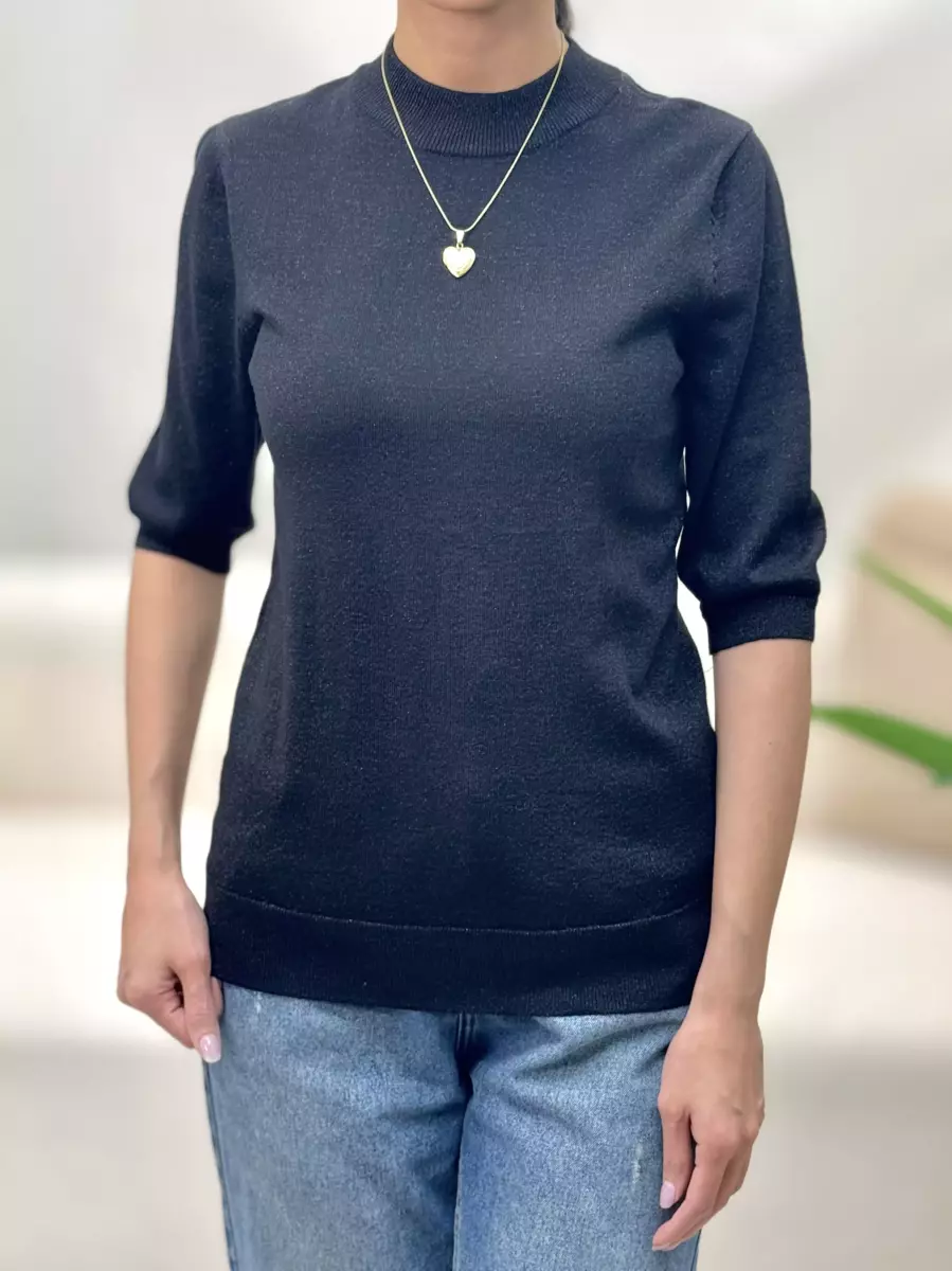 بافت لمه مشکی  آستین دوربع