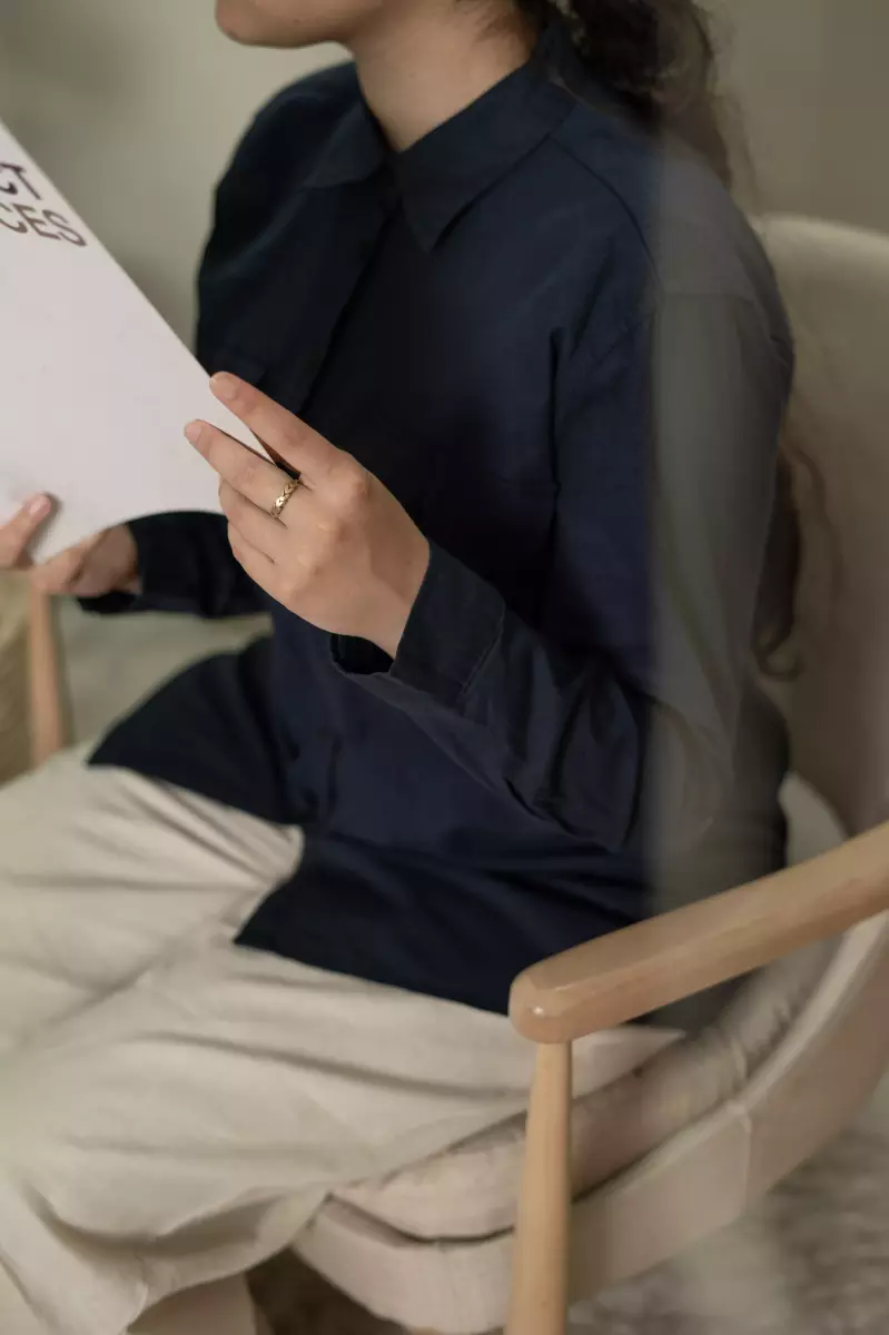 شومیز لینن دوجیب سیسیل(سرمه ای-مشکی)