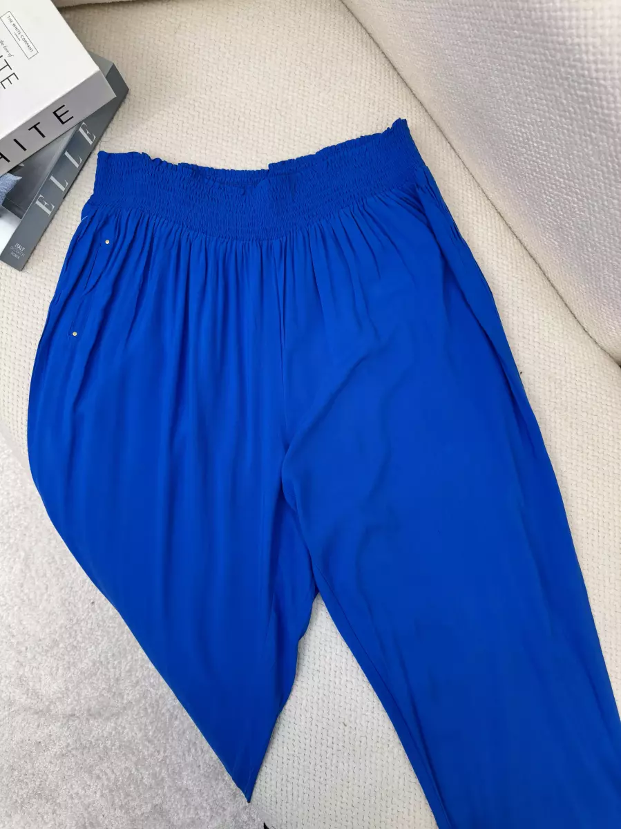 شلوار نخی کمر کشی ساده