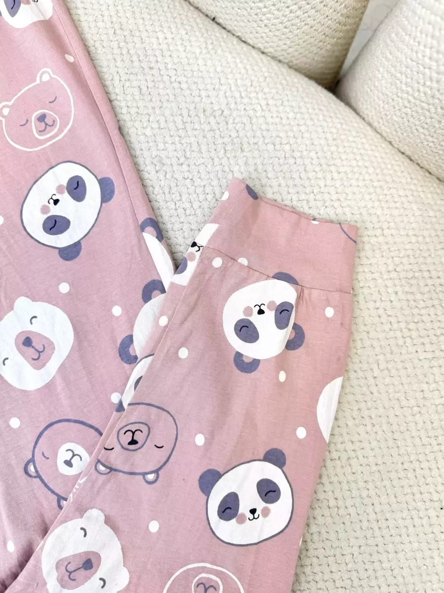 شلوار صورتی  طرح پاندا