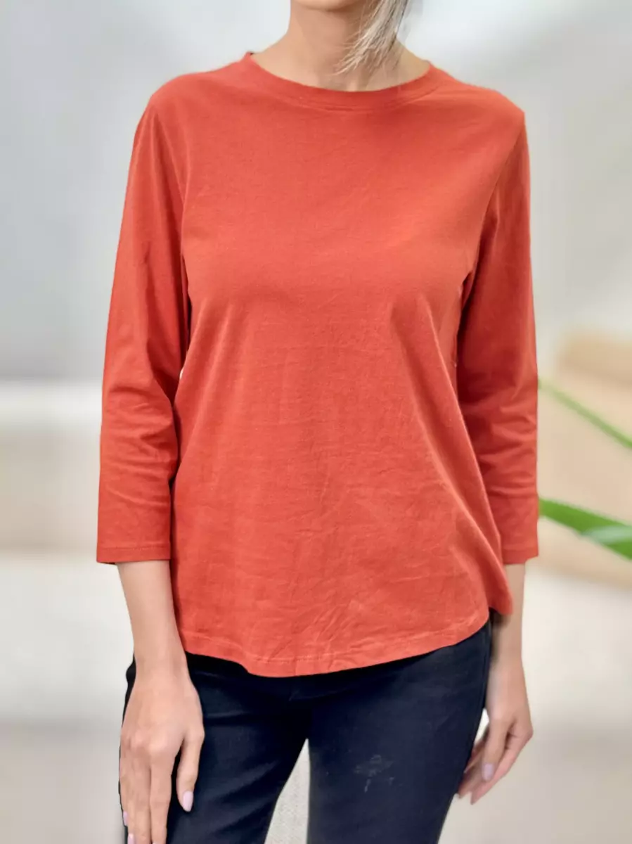 بلوز آستین بلند آجری