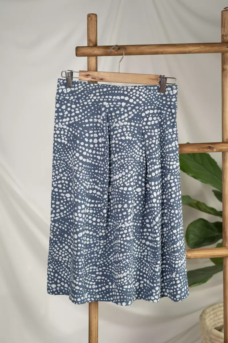 دامن نخی آبی خال دار