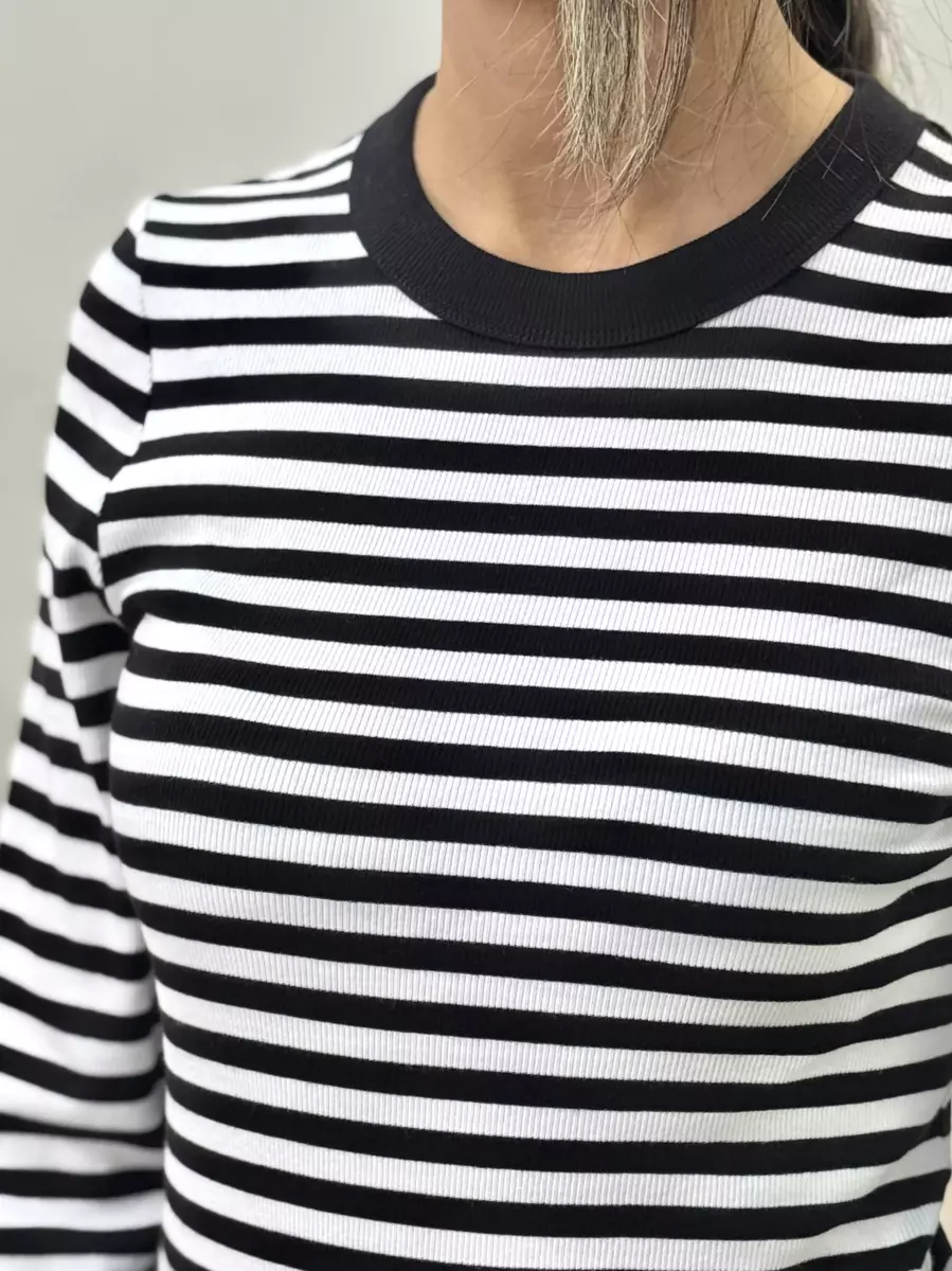 بلوز کبریتی راه راه سفیدمشکی