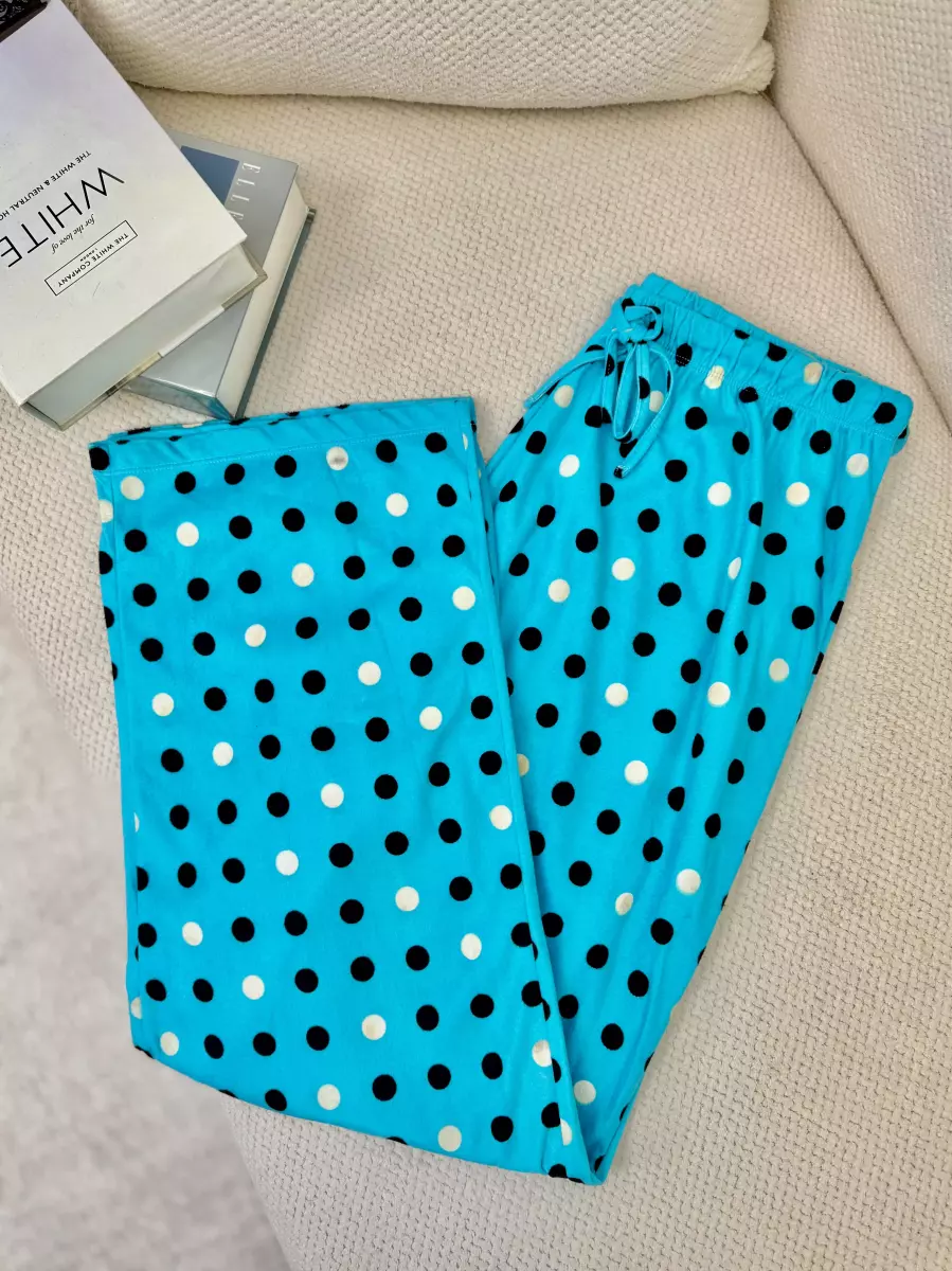 شلوار راحتی آبی خالدار تدی