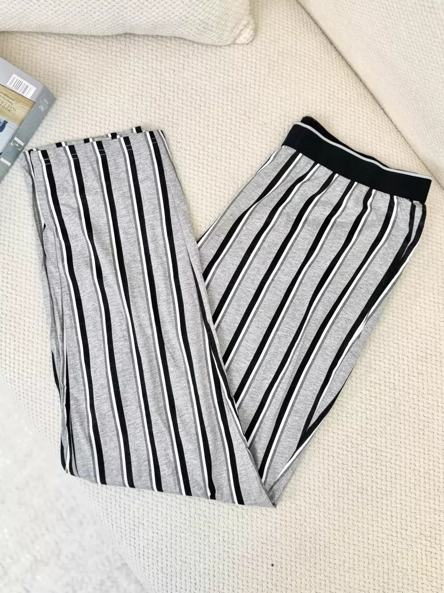 شلوار راحتی طوسی راه راه