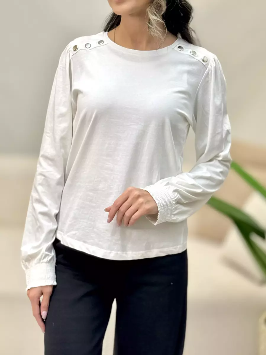 تیشرت آستین بلند سرشانه دکمه