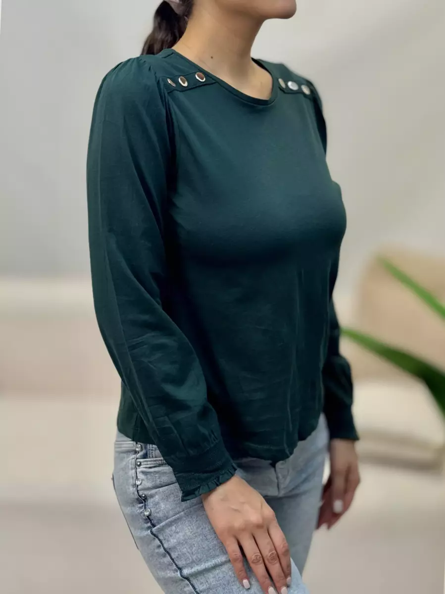 تیشرت آستین بلند سرشانه دکمه