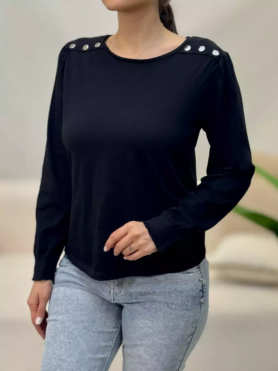 تیشرت آستین بلند سرشانه دکمه