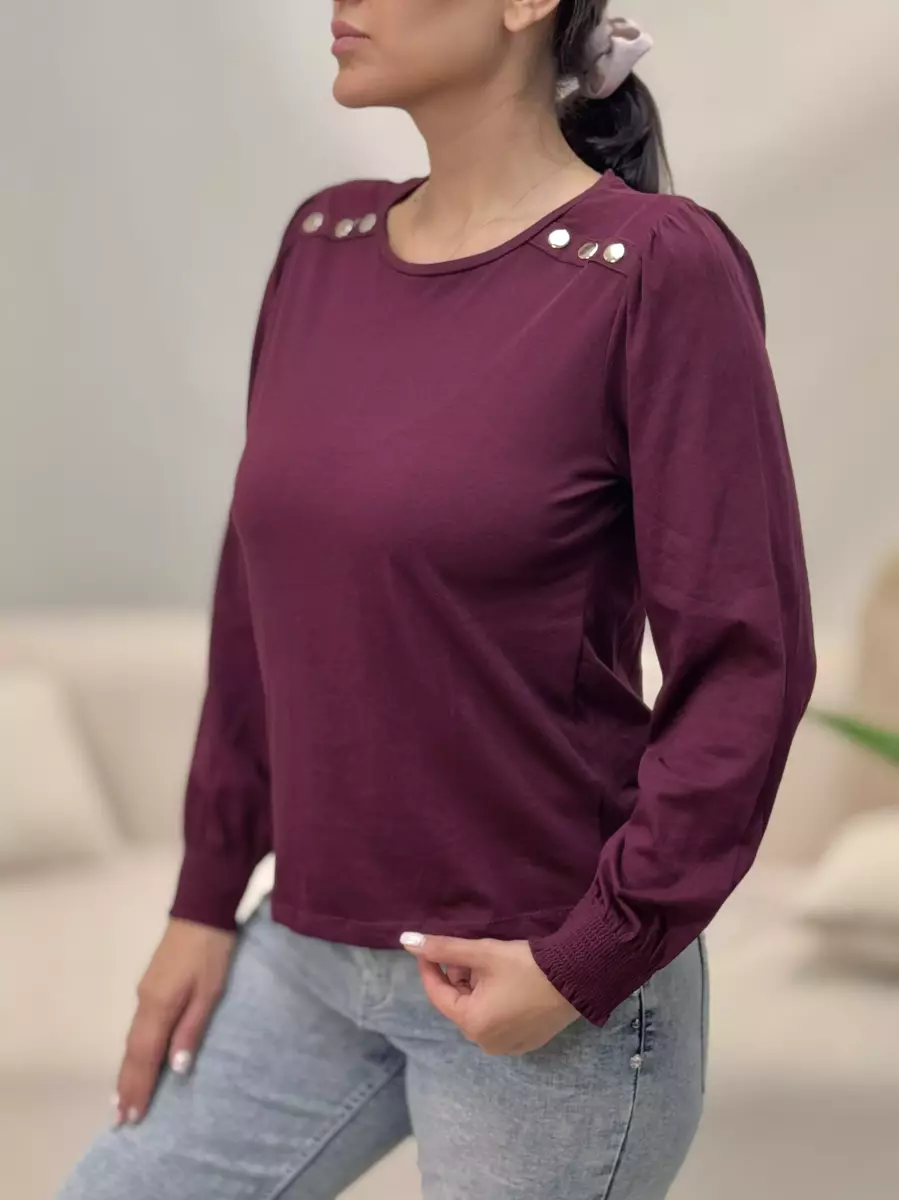 تیشرت آستین بلند سرشانه دکمه