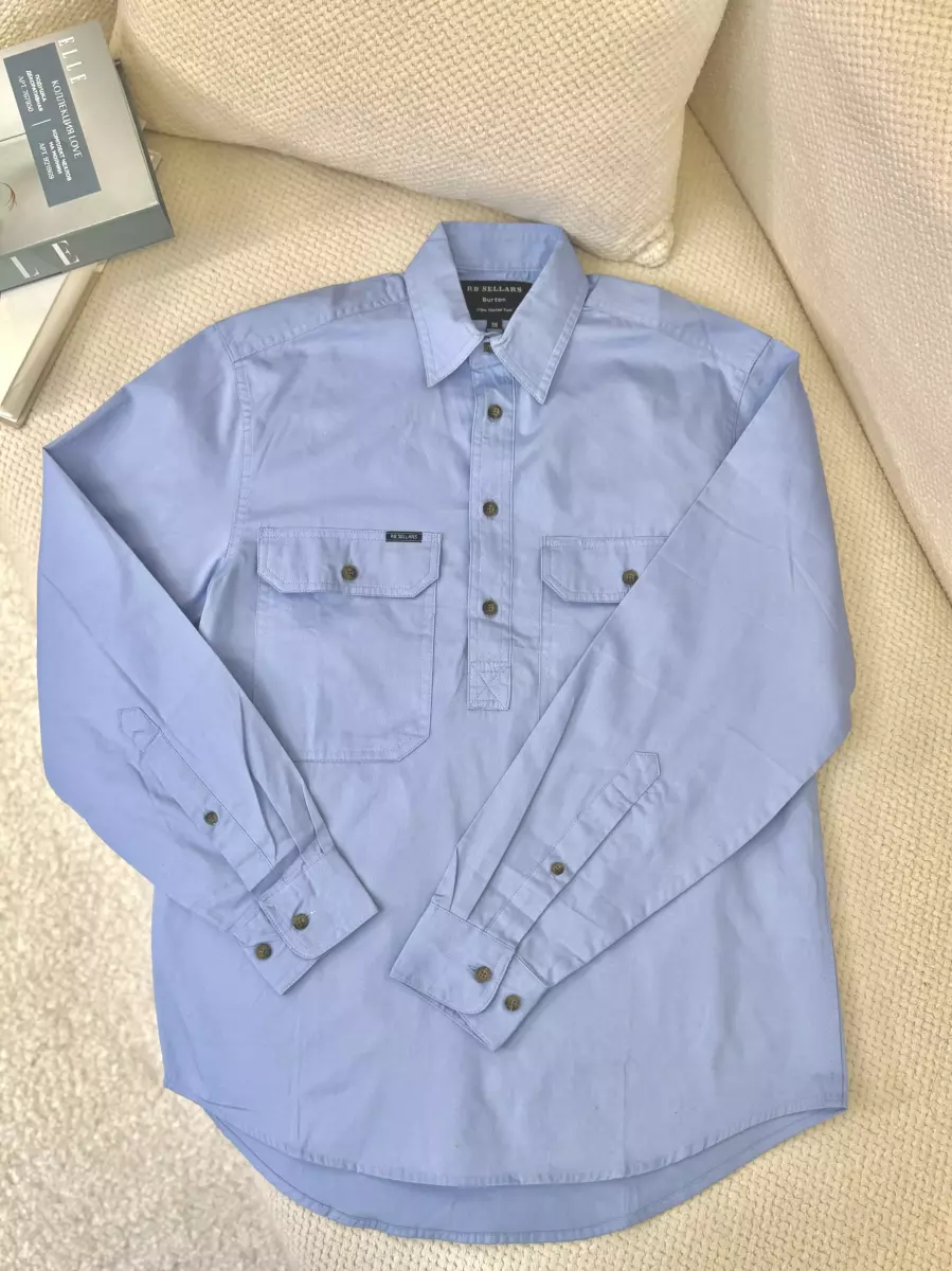 پیراهن مردانه آبی روشن(مدل ۴دکمه)