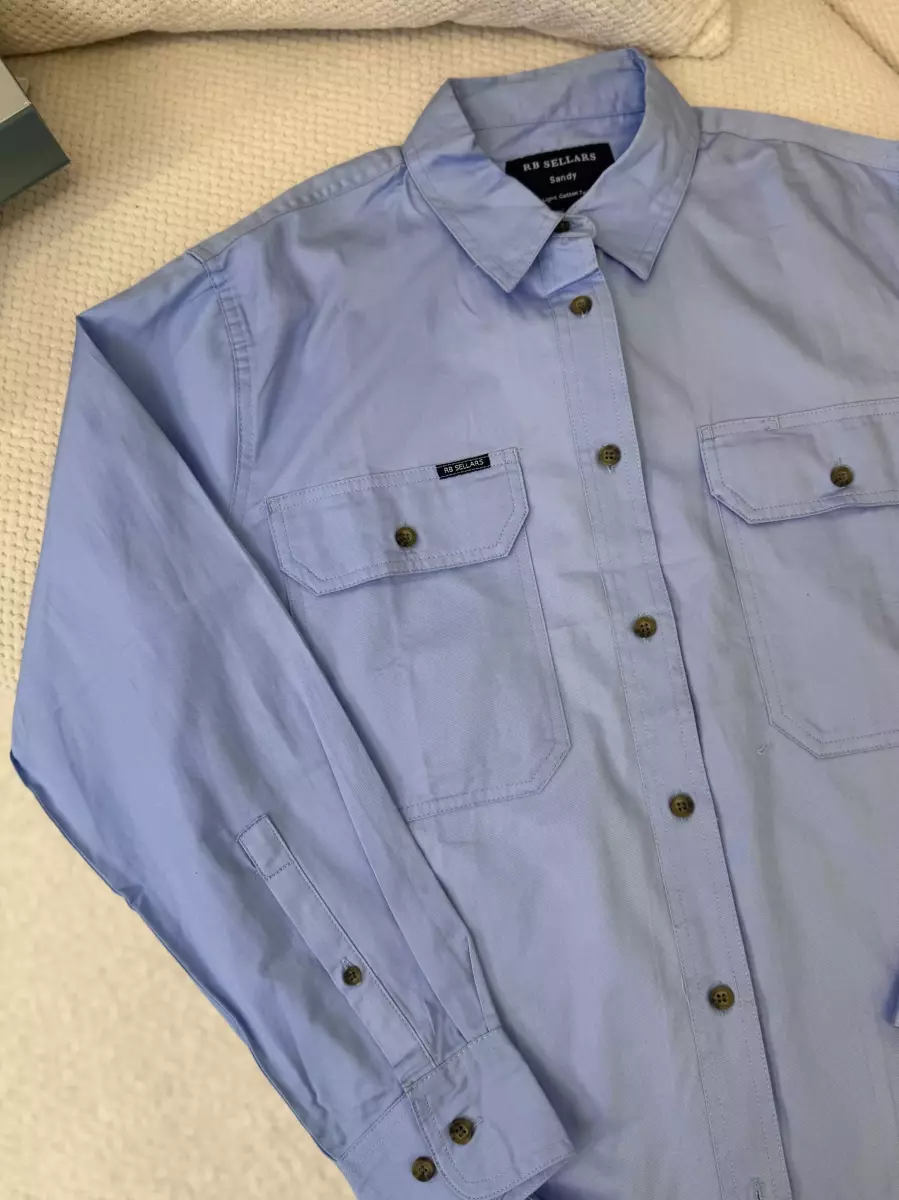 پیراهن مردانه آبی روشن جلو دکمه