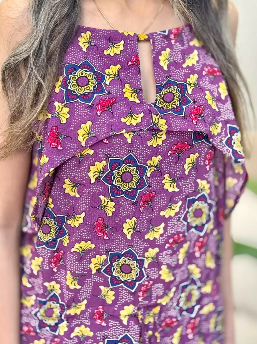 پیراهن بنفش گلدار