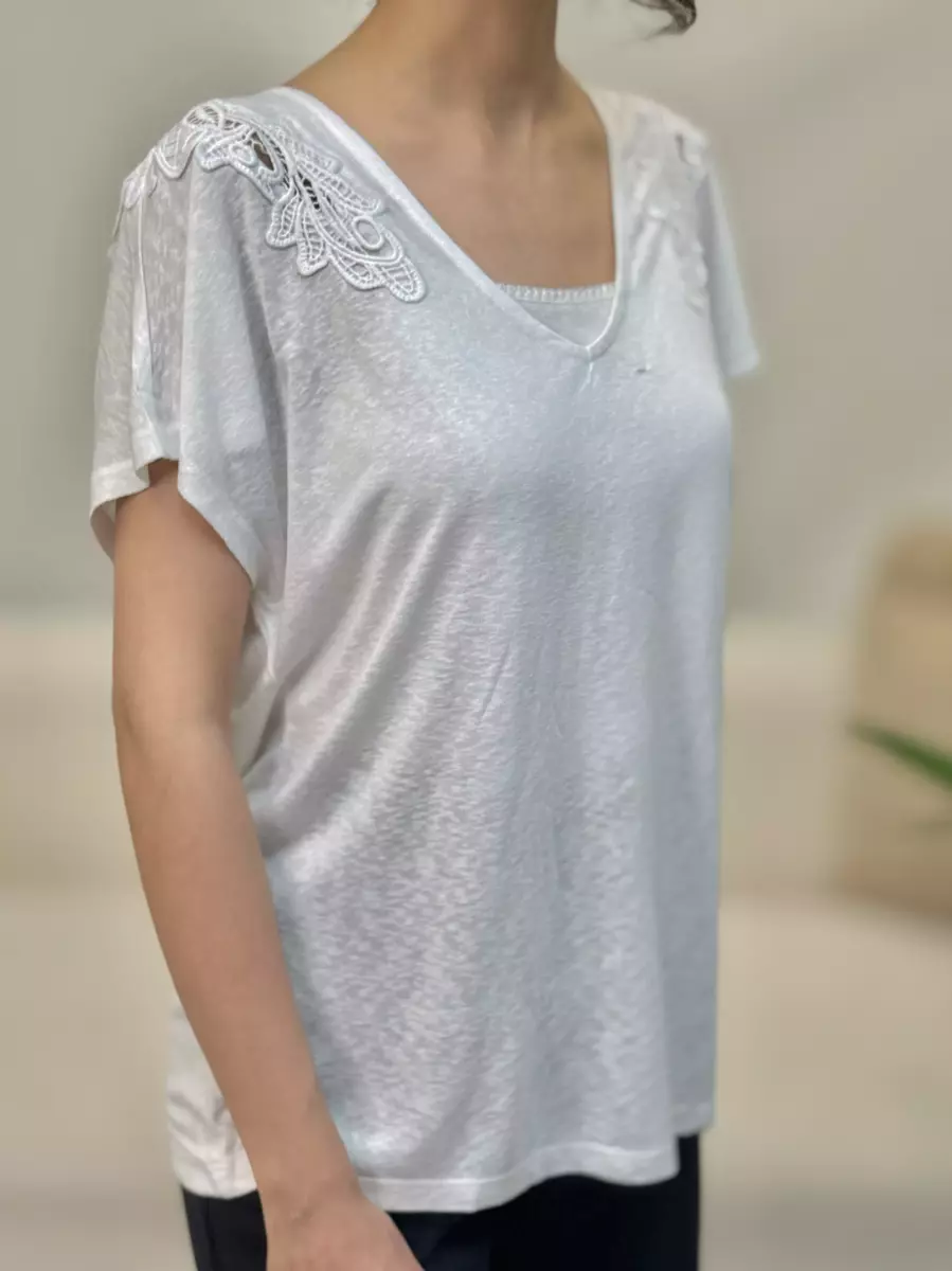 تیشرت سرشانه گیپور (2رنگ)