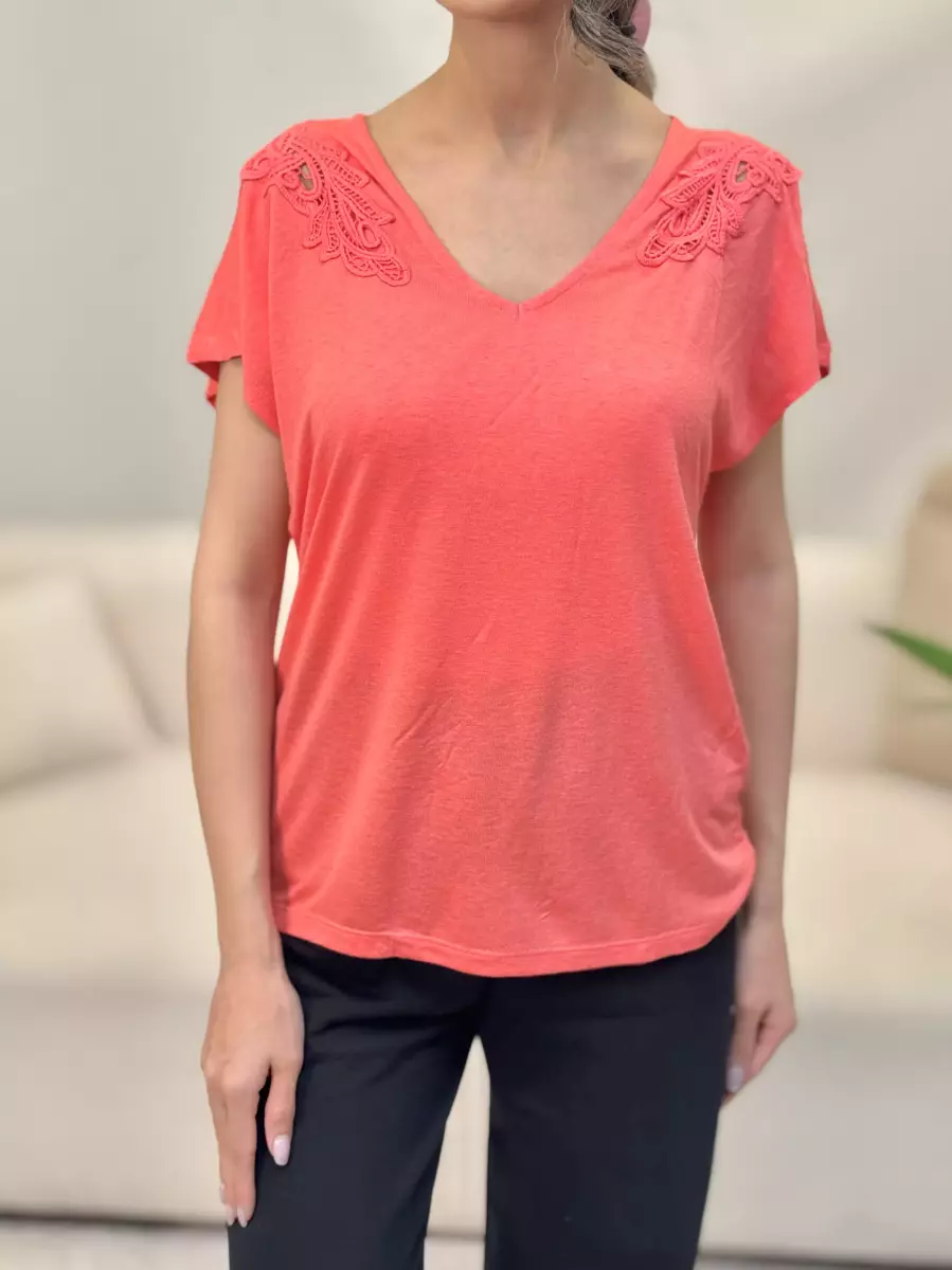 تیشرت سرشانه گیپور (2رنگ)