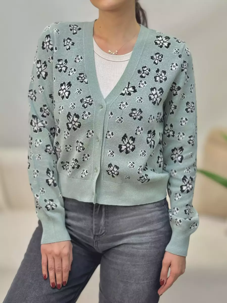 ژاکت سبز طرح پروانه