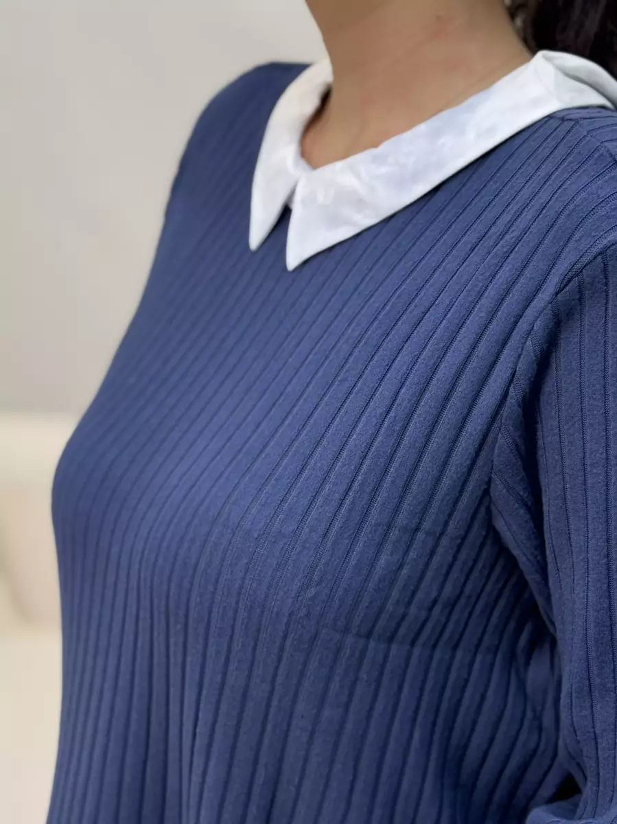 بافت یقه شومیزی سرمه ای