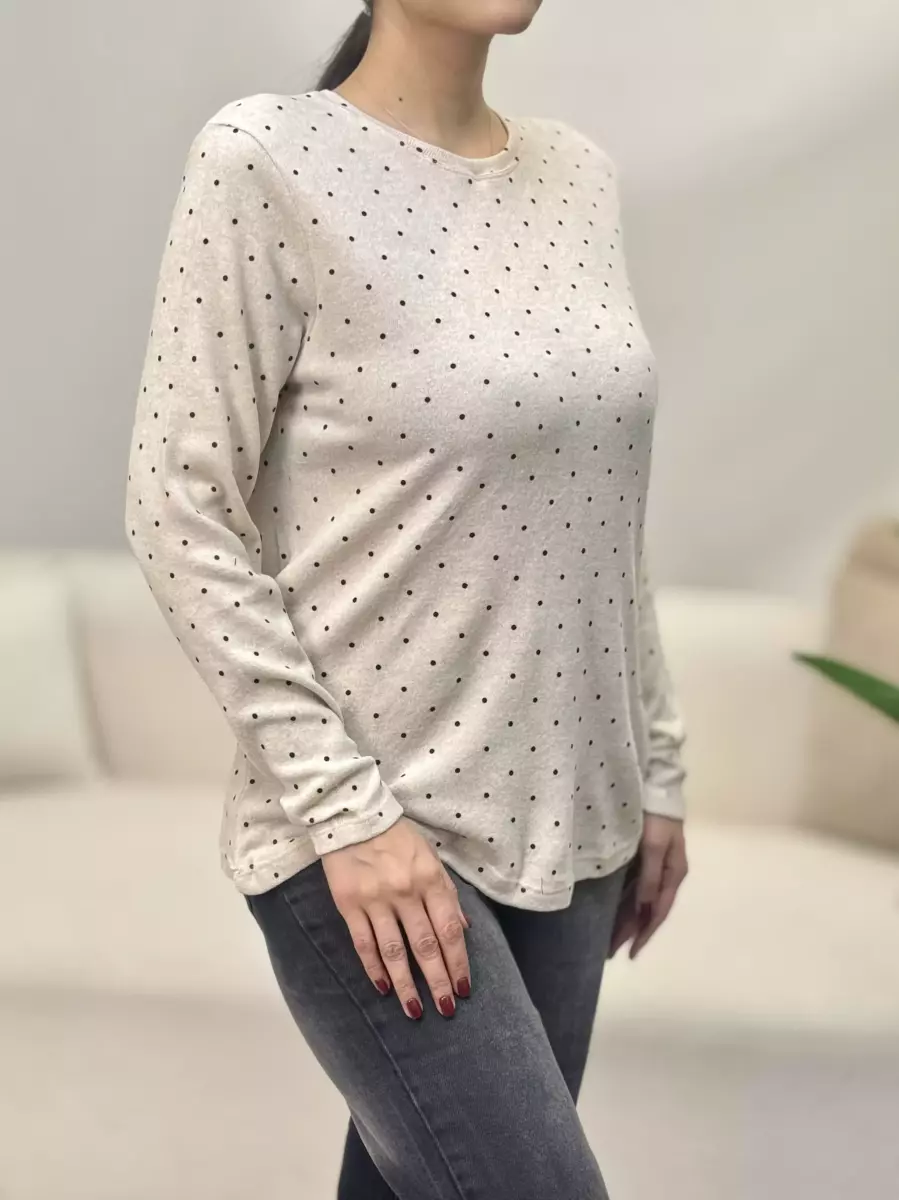 بلوز موهر خال دار n.c(کرم-زرشکی)