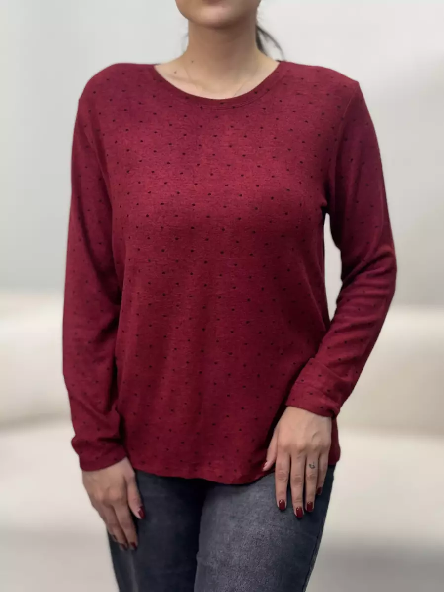 بلوز موهر خال دار n.c(کرم-زرشکی)