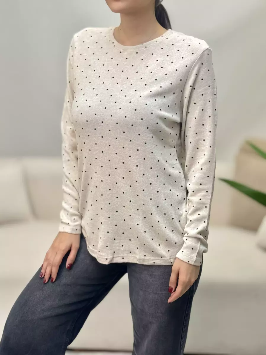 بلوز موهر خال دار n.c(کرم-زرشکی)