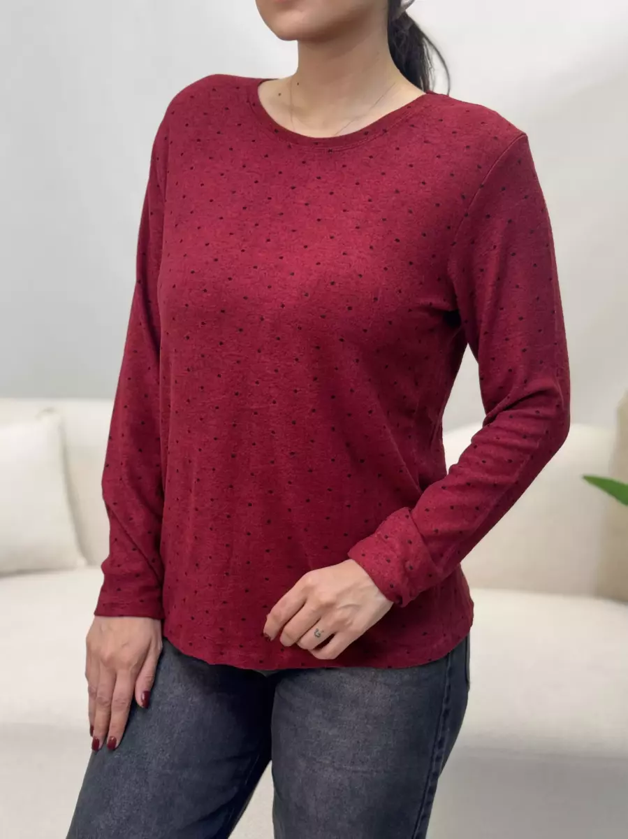 بلوز موهر خال دار n.c(کرم-زرشکی)