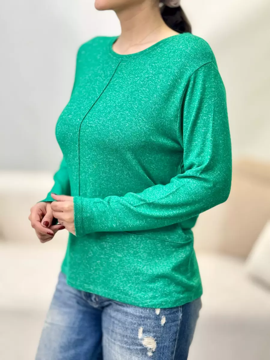 بلوز استین بلند موهر (کرم-سبز)