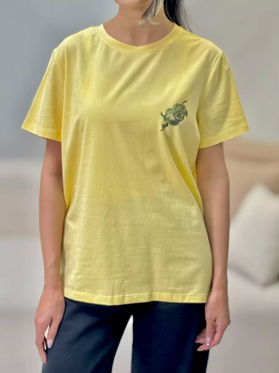 تیشرت چاپ دار نگین دار طرح لیمو و گیلاس zero