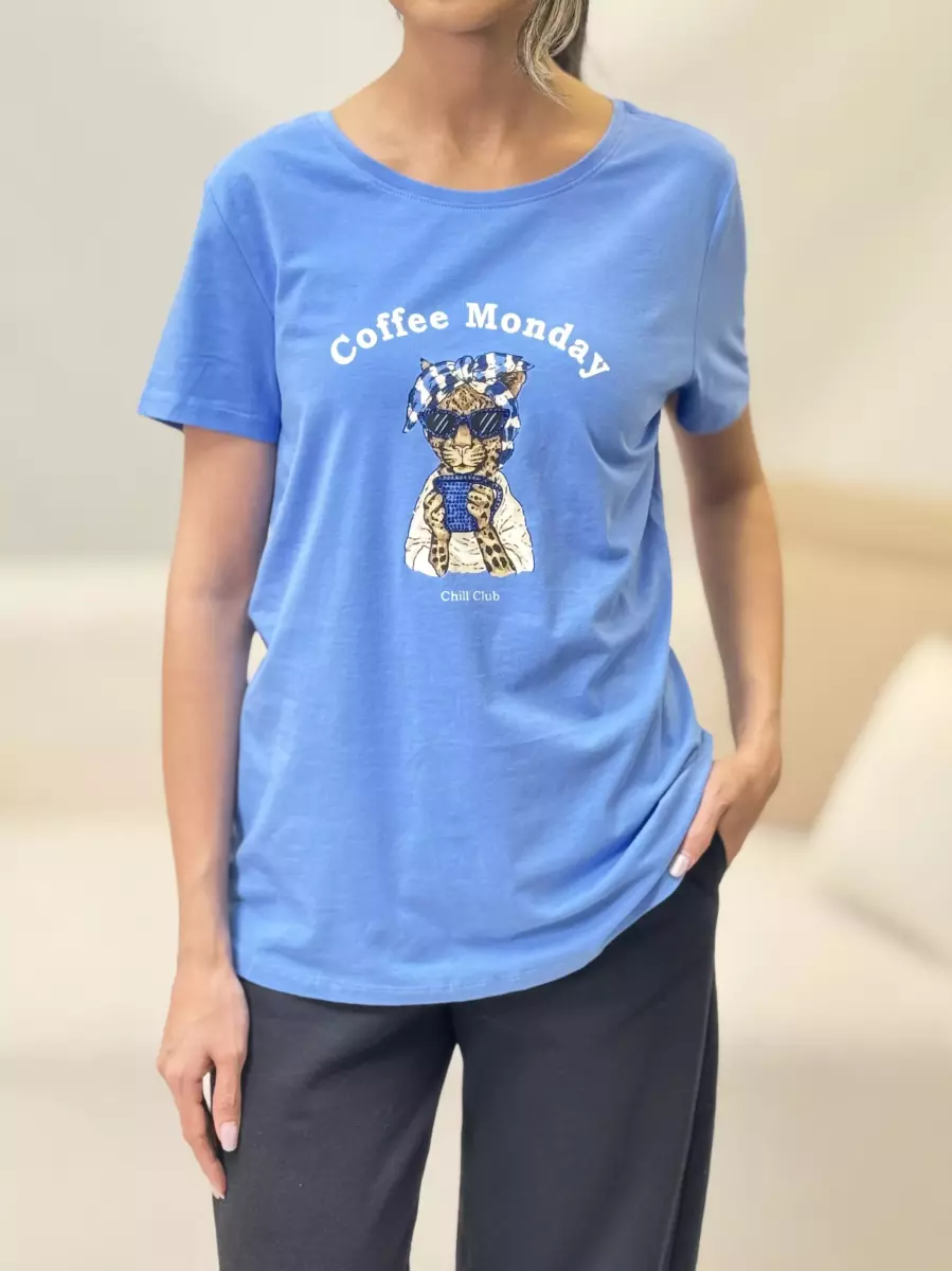 تیشرت چاپ دار نگین دار طرح گربه