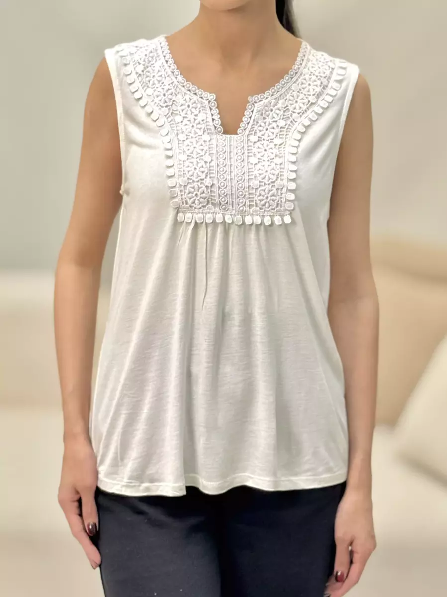 تاپ گیپور دار سبز و سفید