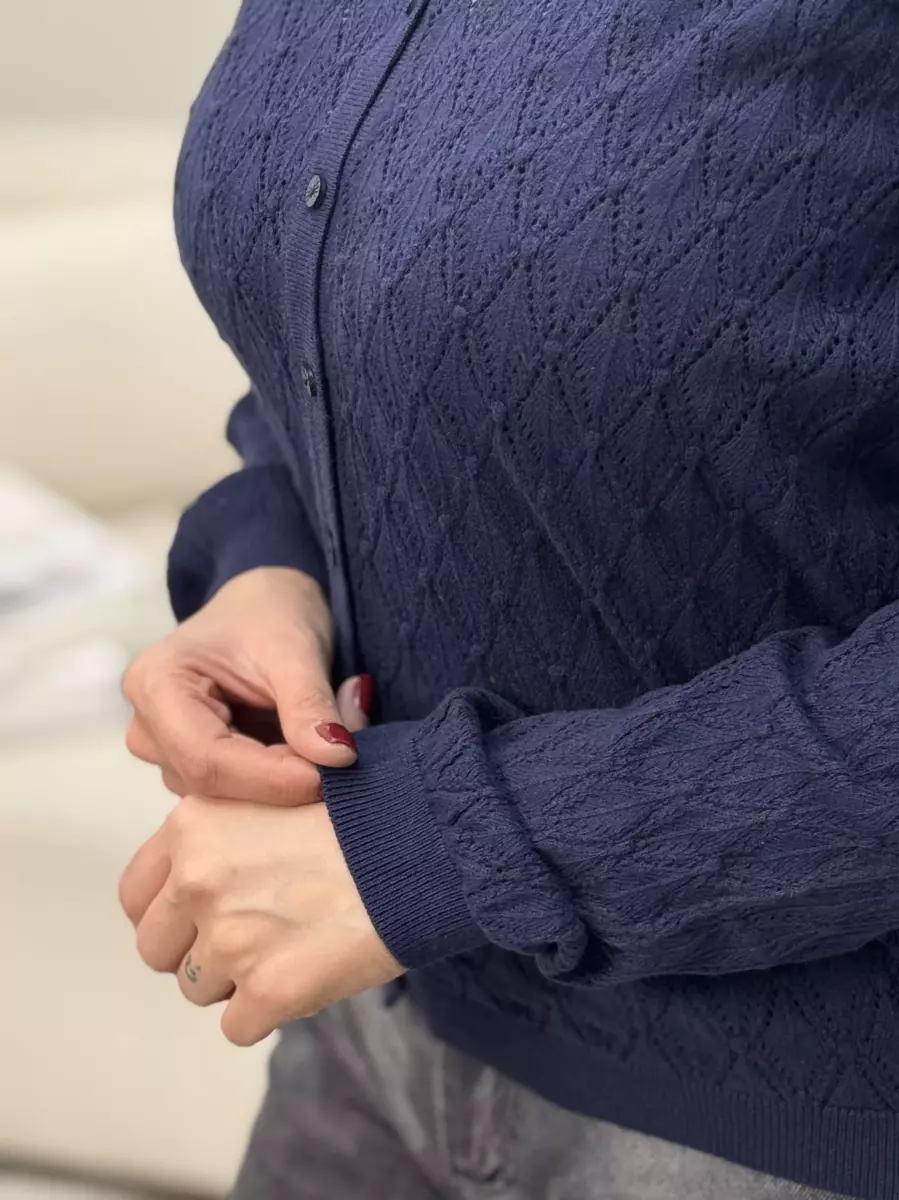 ژاکت بافت سرمه ای و سفید