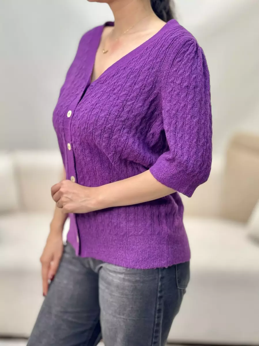 ژاکت دو رنگ بنفش و مشکی