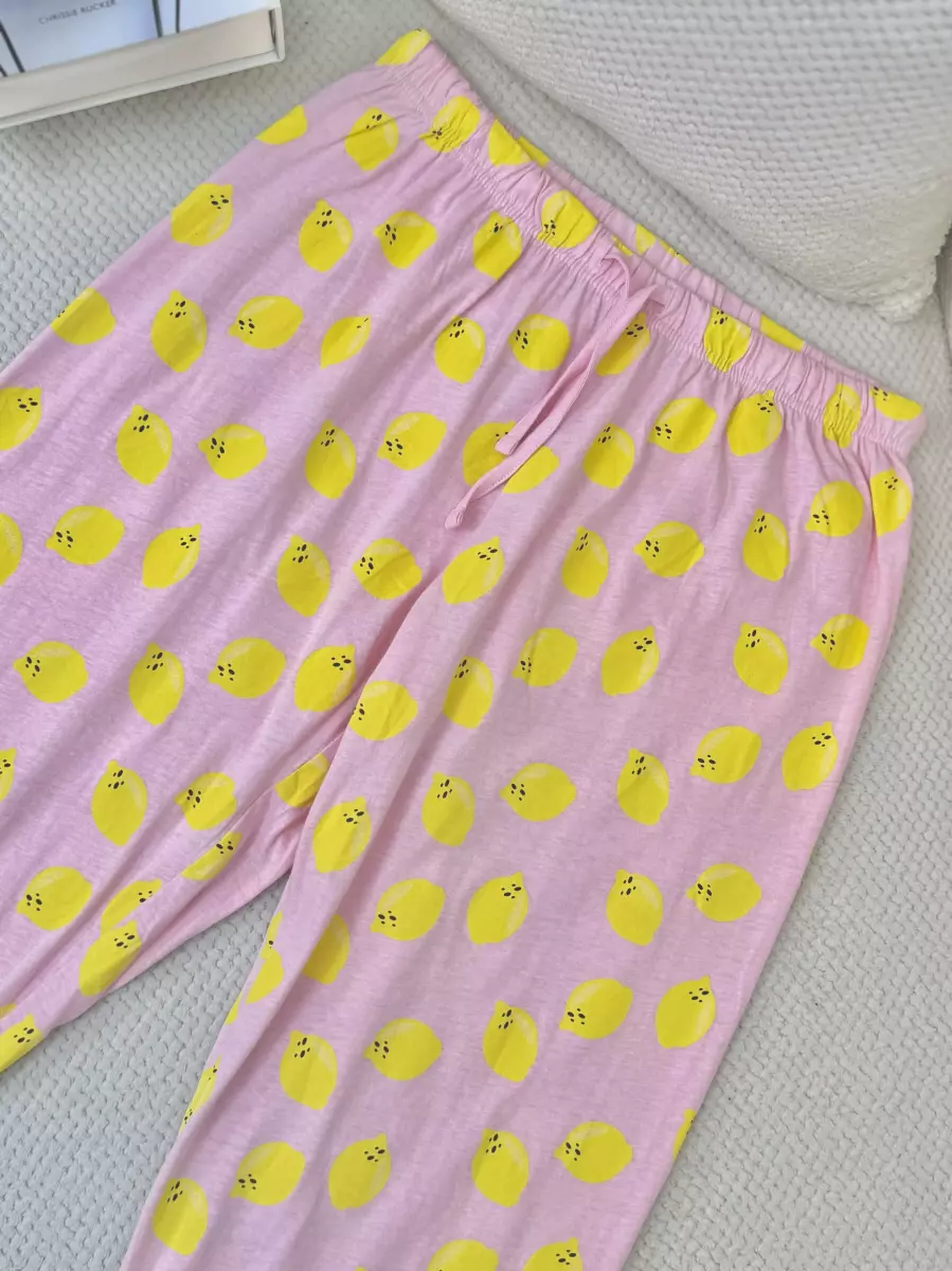 شلوار راحتی صورتی طرح لیمو