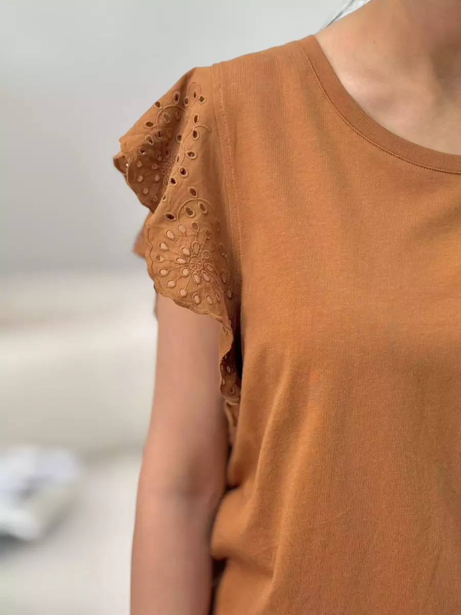 تیشرت قواره دار آستین  خامه دوزی(2رنگ)