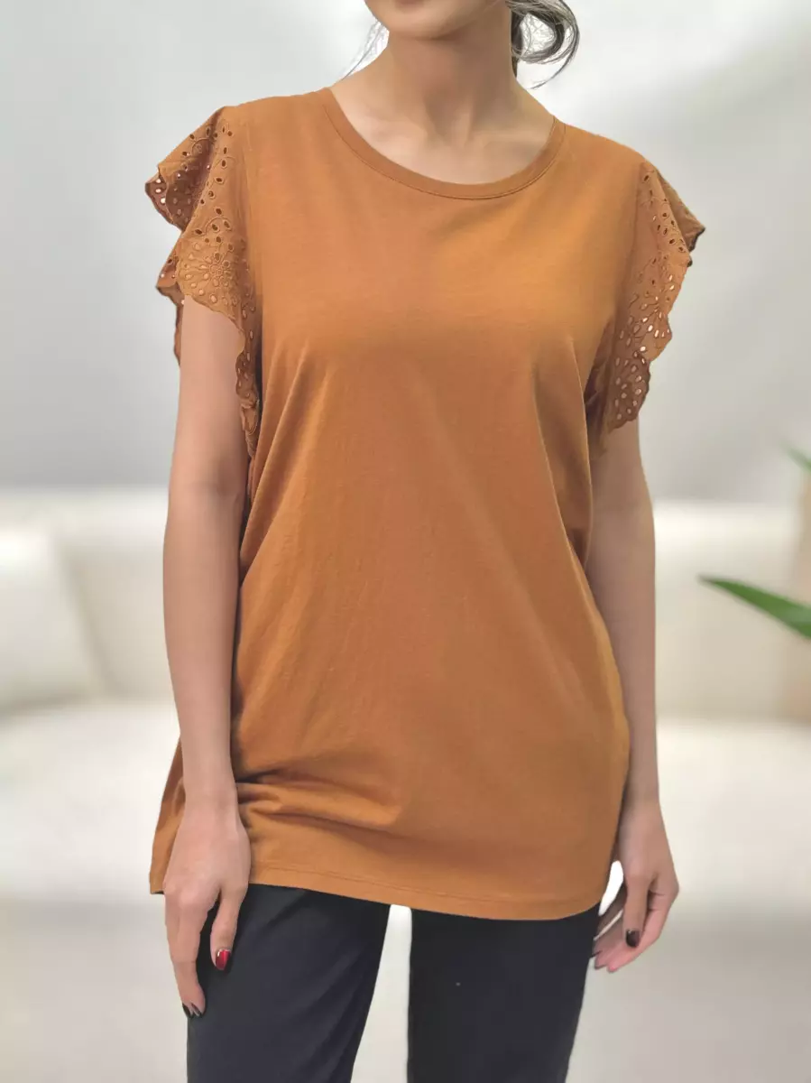 تیشرت قواره دار آستین  خامه دوزی(2رنگ)