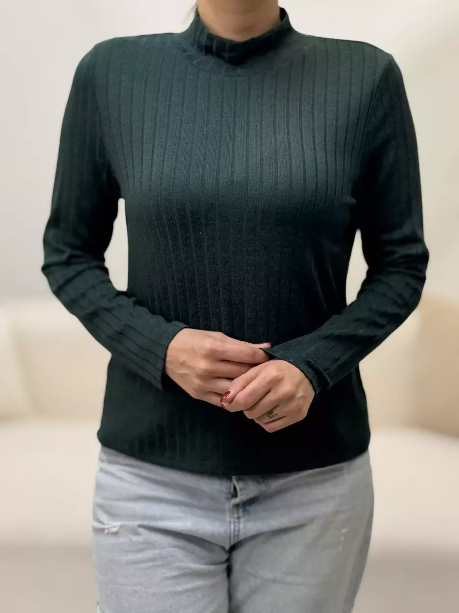 بلوز آستین بلند یقه3سانت سبز