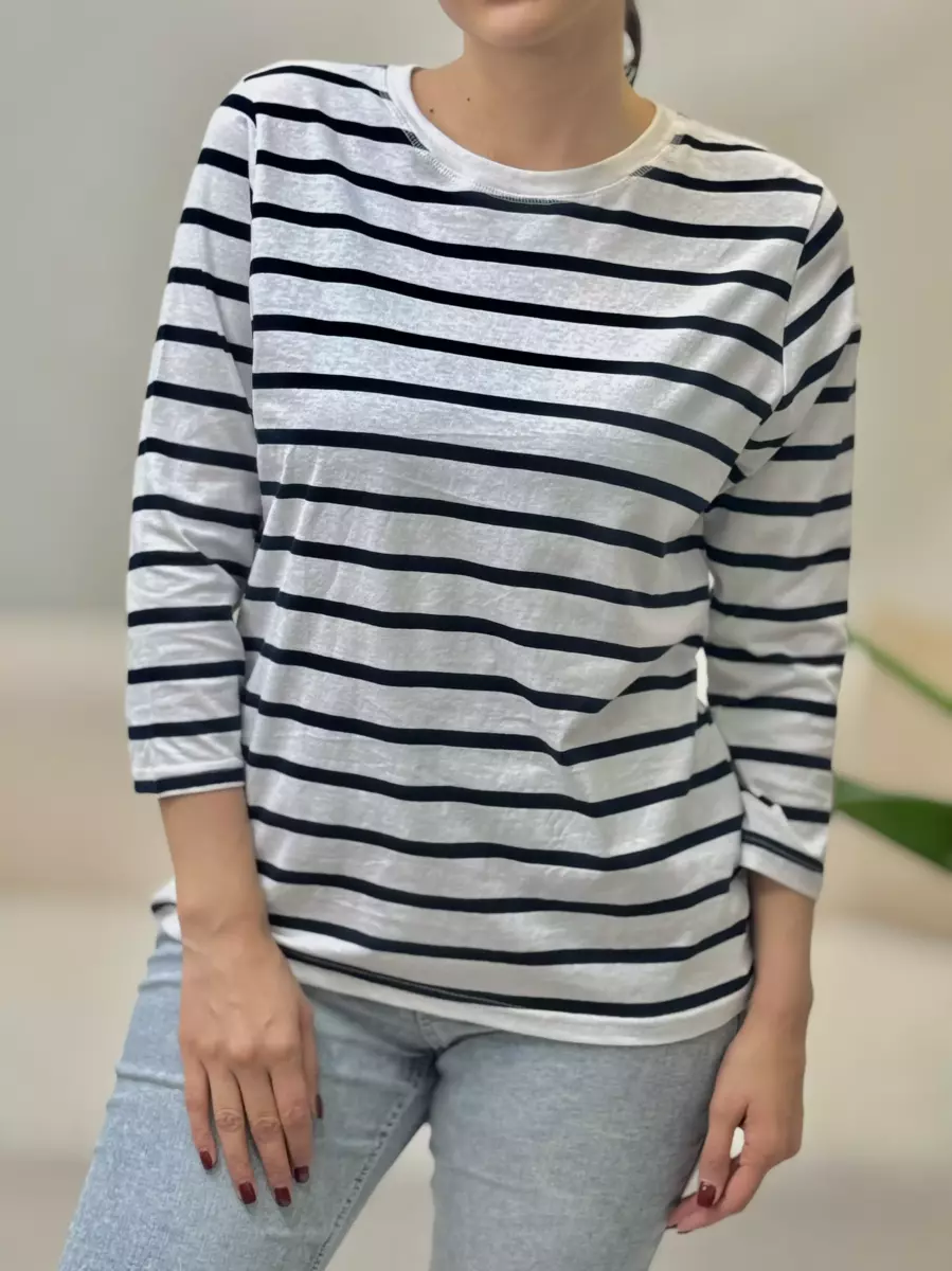 تیشرت آستین سه ربع راه راه powerful