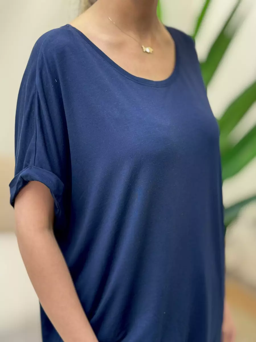 تیشرت ویسکوز سرمه ای جینا