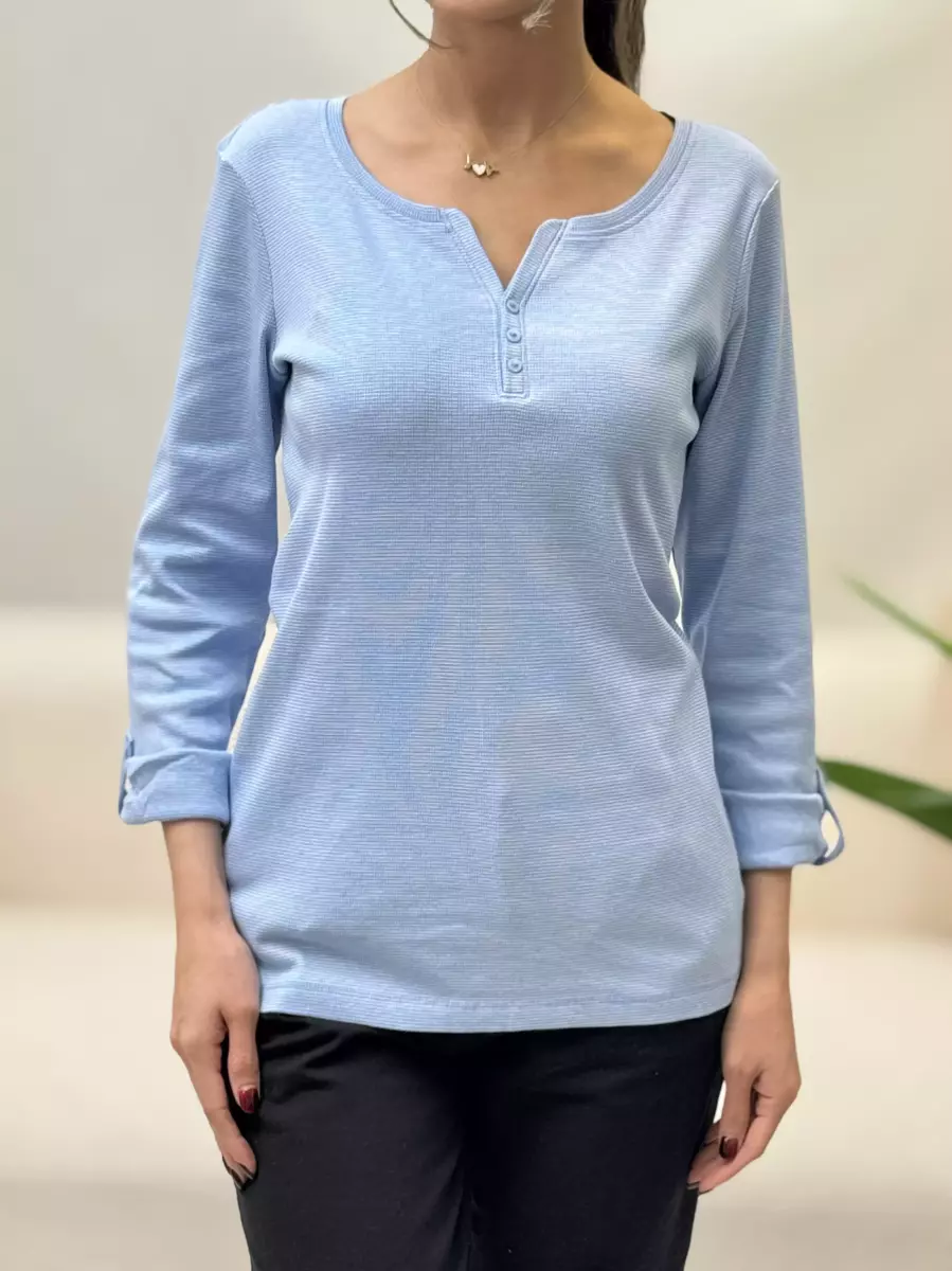 بلوز آستین بلند راه راه سه دکمه TOM TAILOR