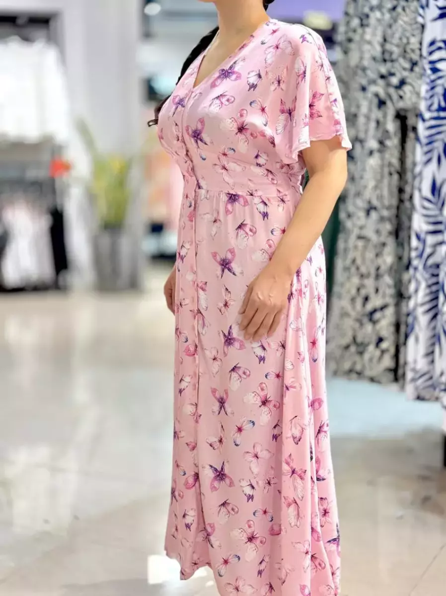 پیراهن بلند پروانه صورتی