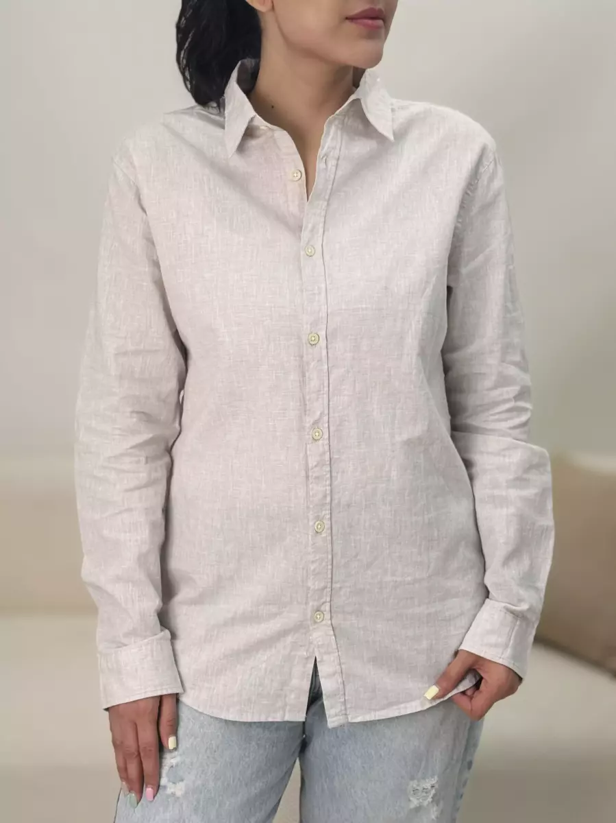شومیز لینن کرمmarfinno(free size)