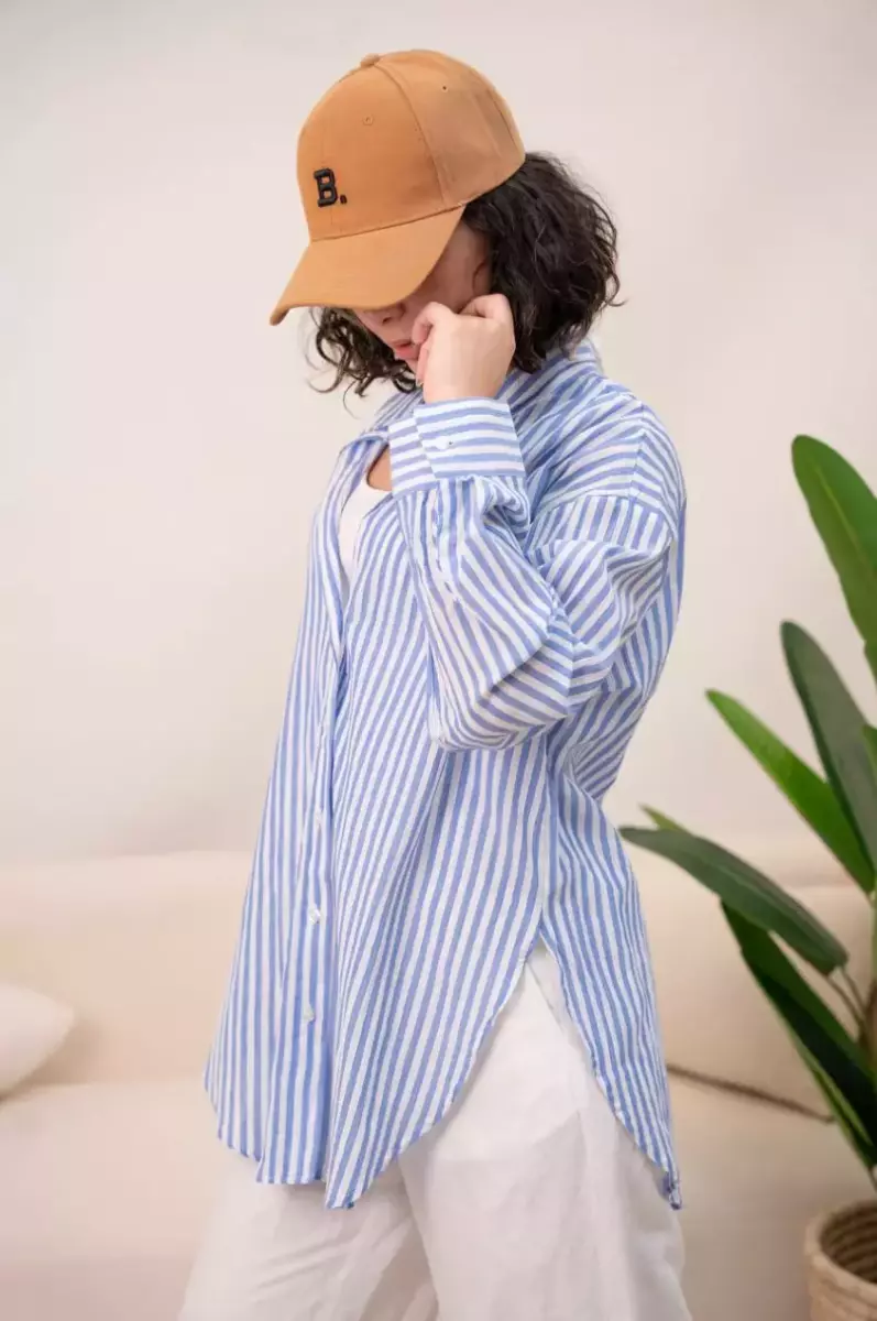 شومیز راه راه آبی h&m
