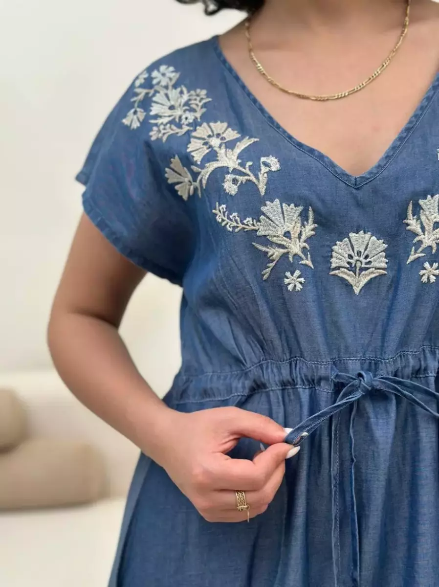 پیراهن جین گلدوزی