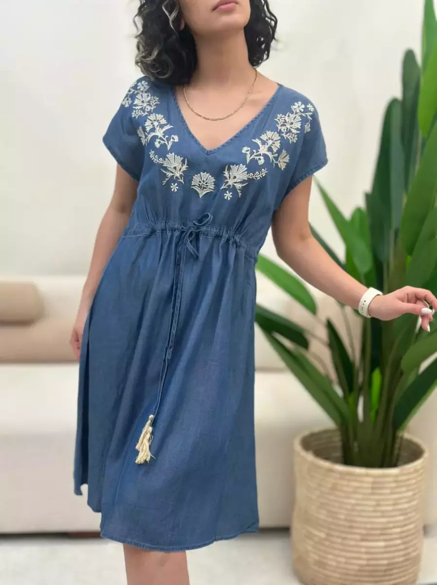 پیراهن جین گلدوزی