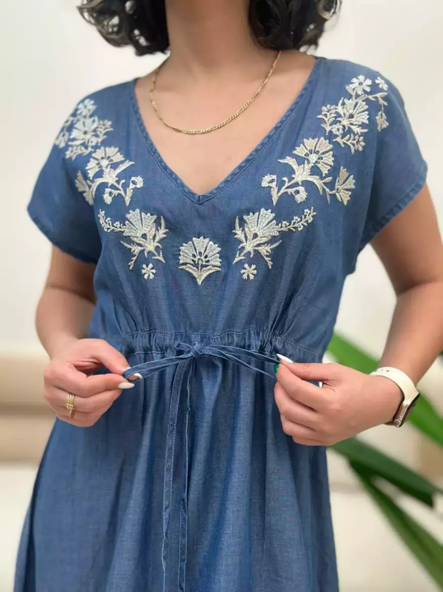 پیراهن جین گلدوزی