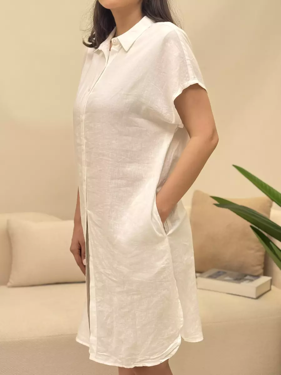 پیراهن سفید بلند جلودکمه
