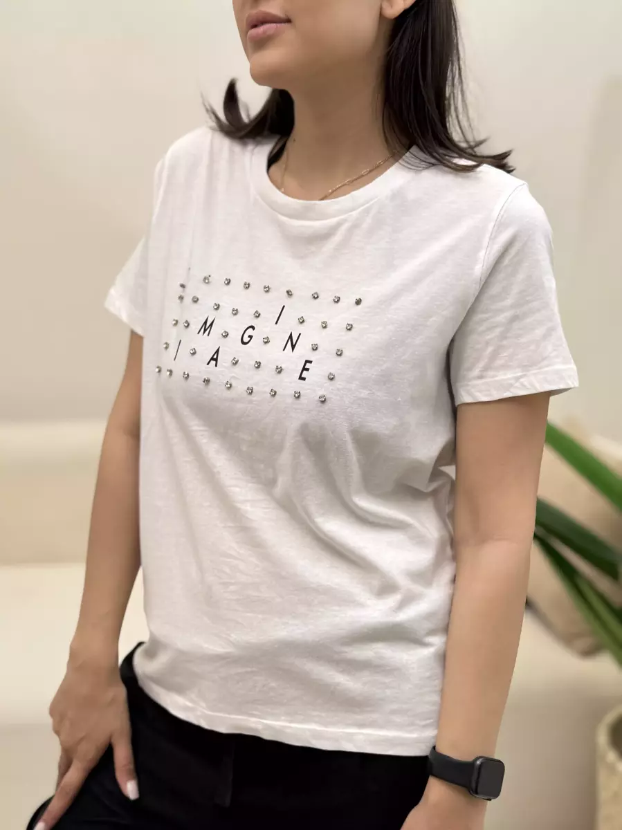 تیشرت سفید نگین دار
