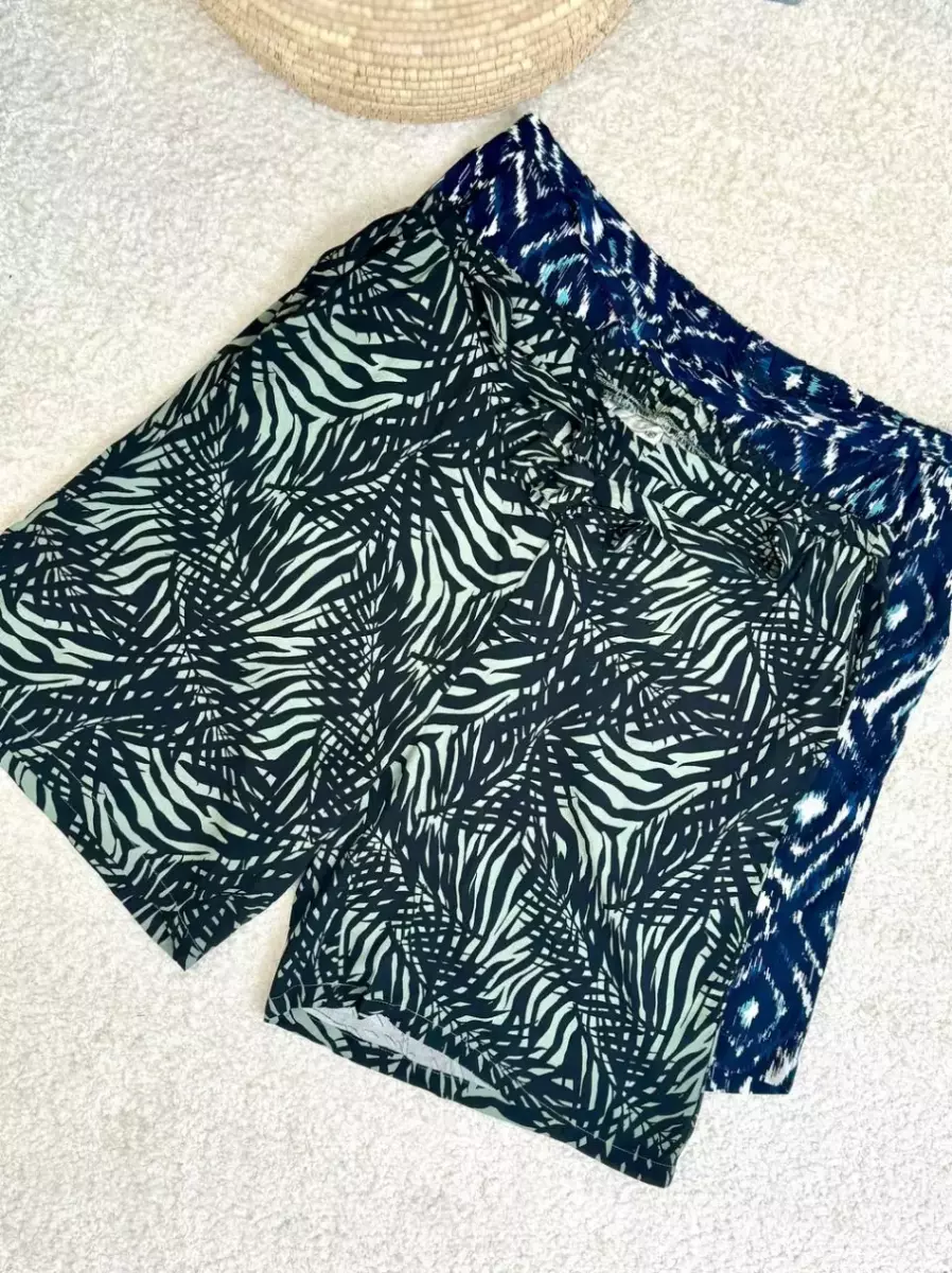 شلوارک نخی طرحدار(سرمه ای/سبز)