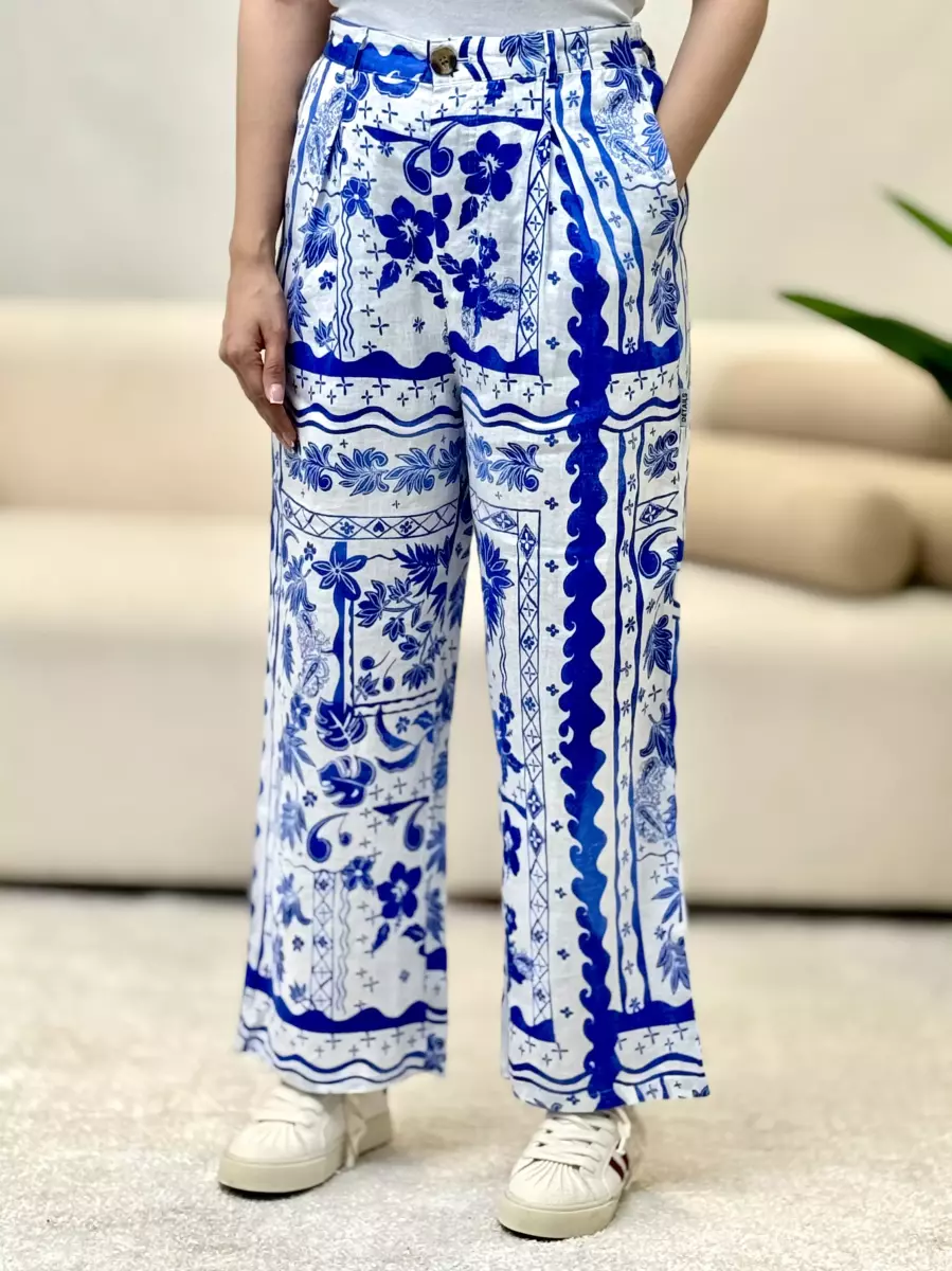 شلوار لینن طرحدار dtails