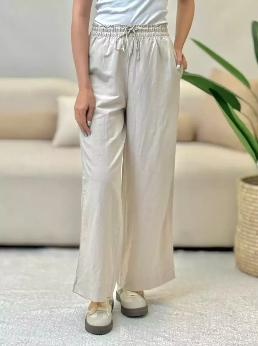 شلوار لینن کرم h&m