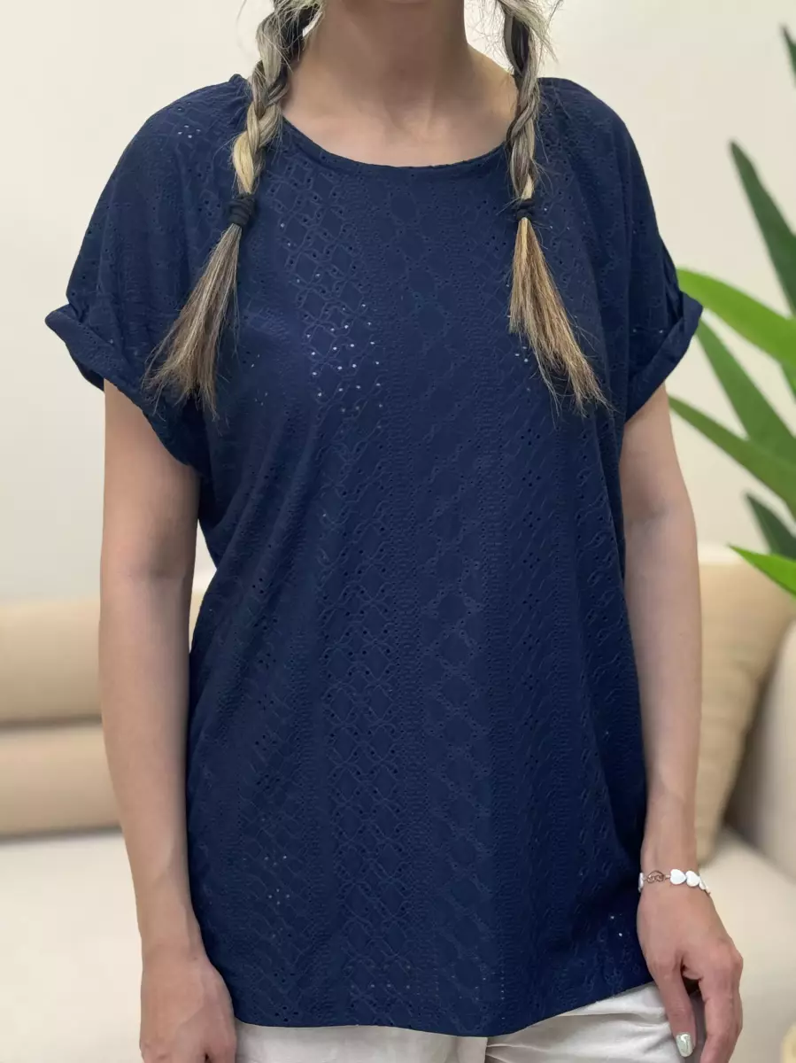 تیشرت خامه دوزی مشکی و سرمه ای