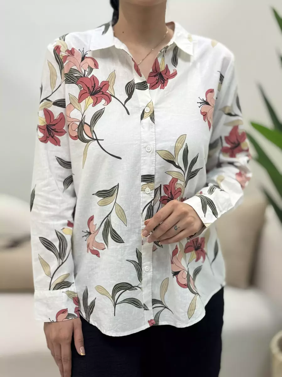 شومیز سفید گلدار lis